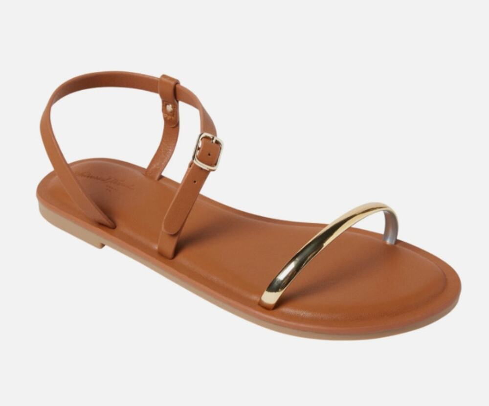 Universal Thread Bundle Flat Sandals 8.5 Brown White Slingback Roe Ring Comfort